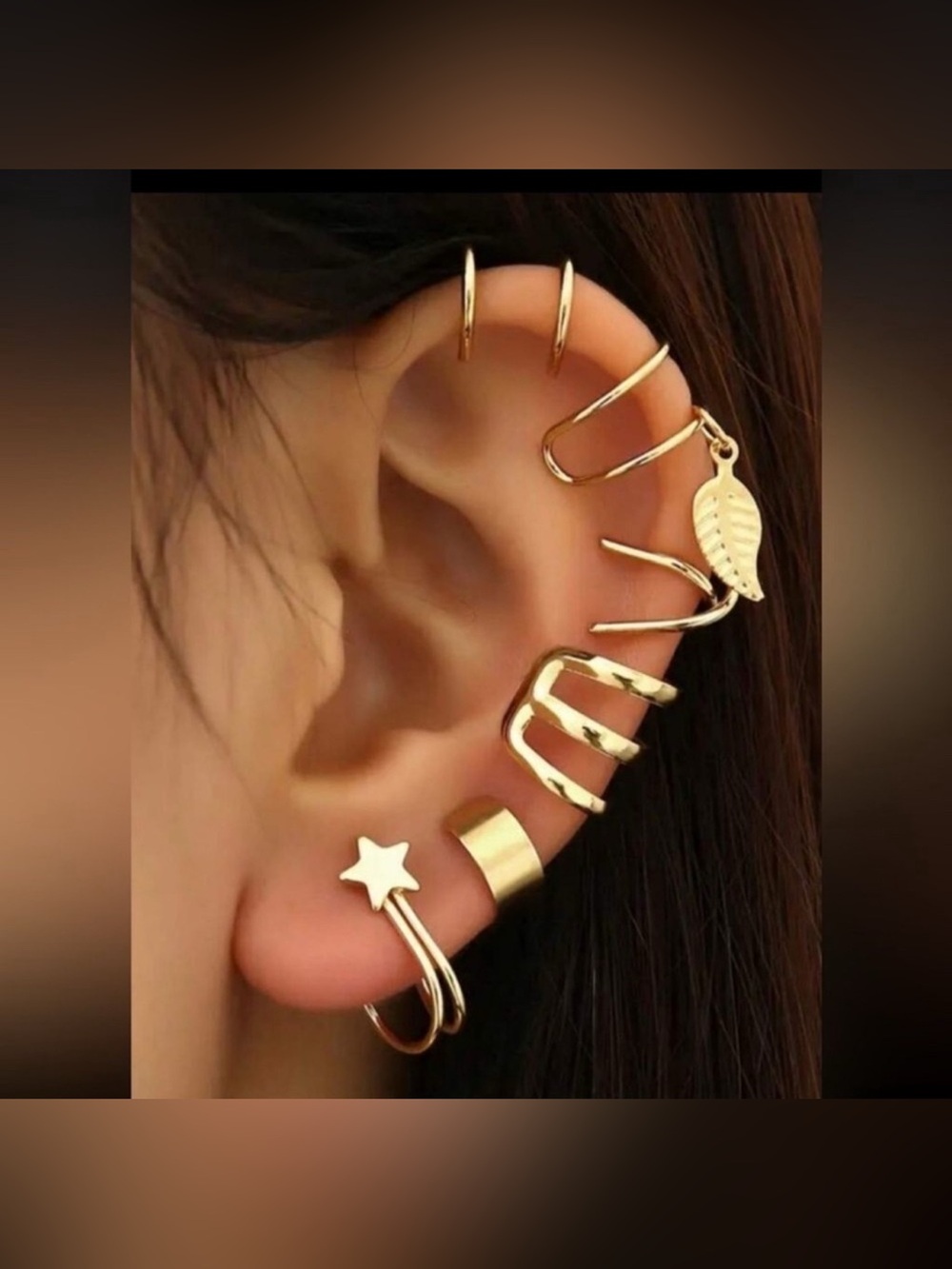Gold 5pc Ear Cuff Set – Stackable No-Piercing Jewelry